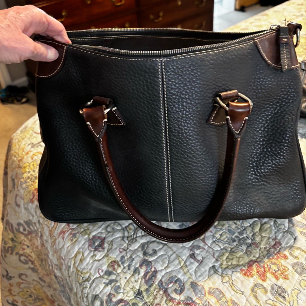 Dooney & Bourke Leather Bag With Black And Tan Details